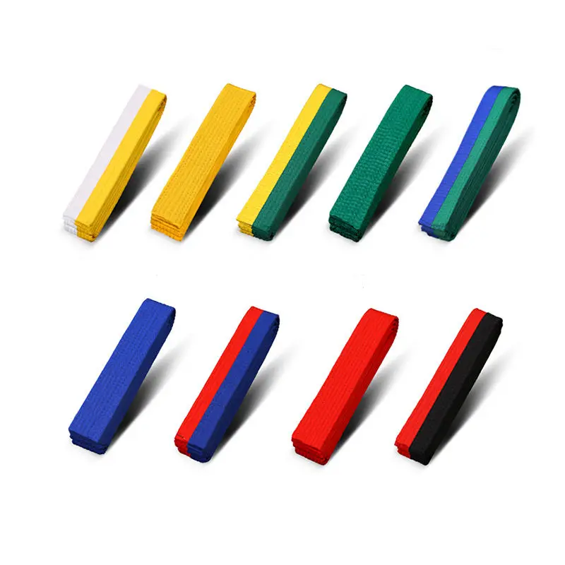 wholesale jiu jitsu belts nine stitching lines custom logos color stripe bjj judo karate taekwondo belts made in Pakistan