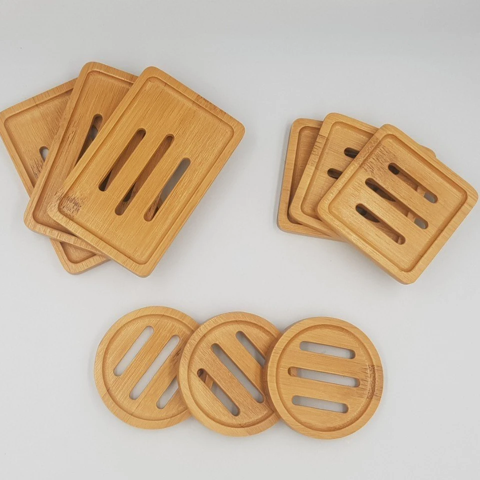 2023 Bathroom Bamboo soap dish with drain for home spa and body wellness Wood Soap Holder Bath Soap Tray Custom LogoSoap Holder