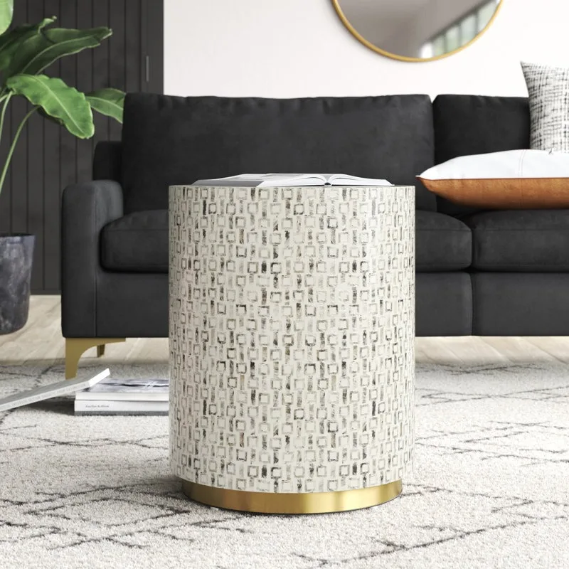 Classic Style Mother Of Pearl Console Stools Ottomans And Table Customized For Bedroom & Livingroom MOP Table Interior furniture