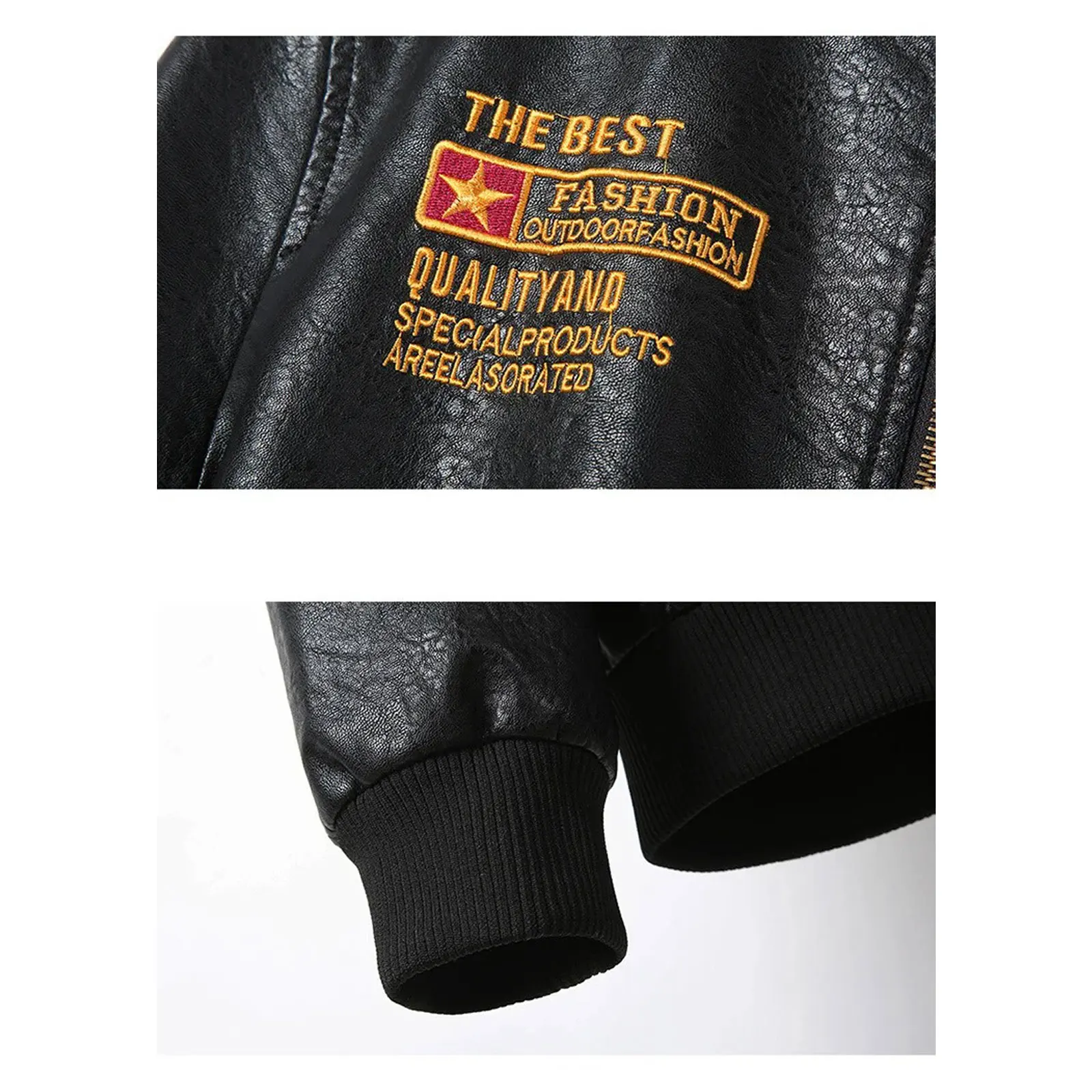 High Street Personality Embroidery Baseball Jackets Coat Men Clothing - Stylish PU Leather Motorcycle Jacket