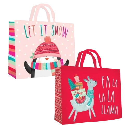 Wholesale Custom Printed Christmas Non-Woven Tote Bags Laminated Mesh Shopping Bags