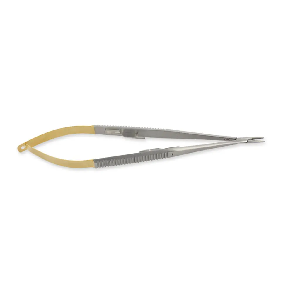 Single Use Less Price Manufacture Barraquer Needle Holder Factory wholesale Golden Handle Needle Holder