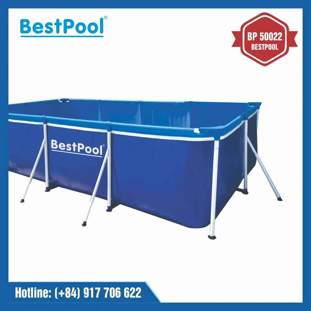 BESTPOOL BP50022 Rectangle Blue Color Non-Toxic PVC Material Large Size Mini Swimming Pool For 7 To 10 People
