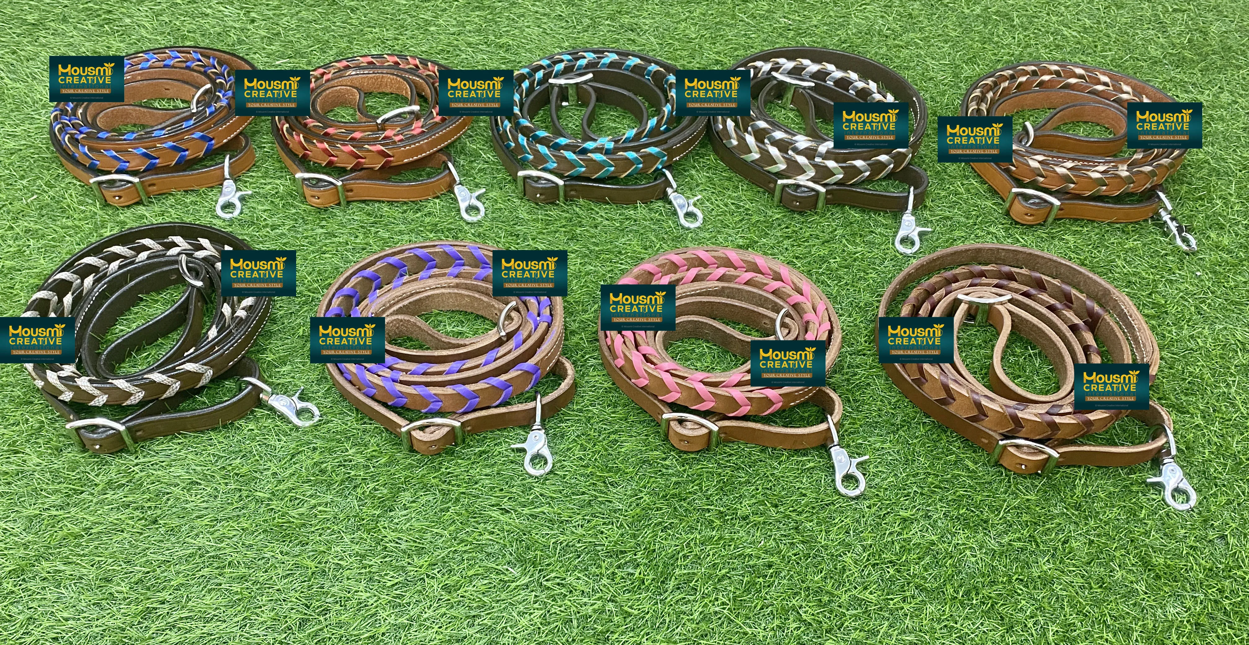 Custom Laced Braided Rein Western Horse Lace Foil Braided OEM Argentina Cowhide Leather Rein Multiple Colours Of Lace Available