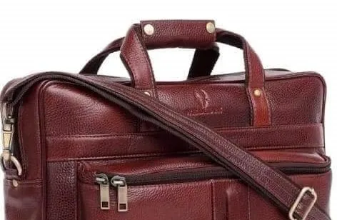 Portable leather laptop messenger bag adjustable and detachable strap office executive bags briefcase for Men