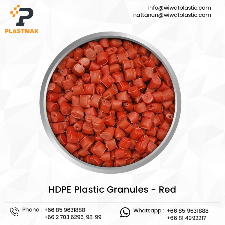 Thailand Manufacturer of Blow Molding Grade Virgin HDPE Red Plastic Granules for Container Application