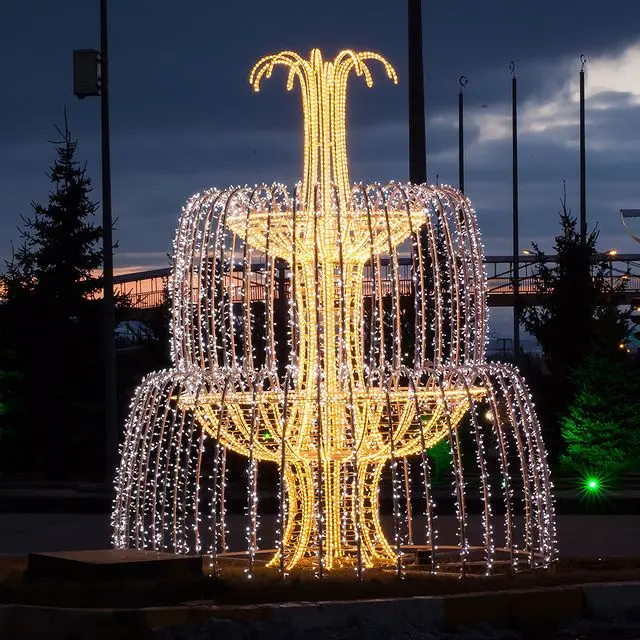 Outdoor twinkle 3D large LED waterfall fountain Christmas lights sculptures