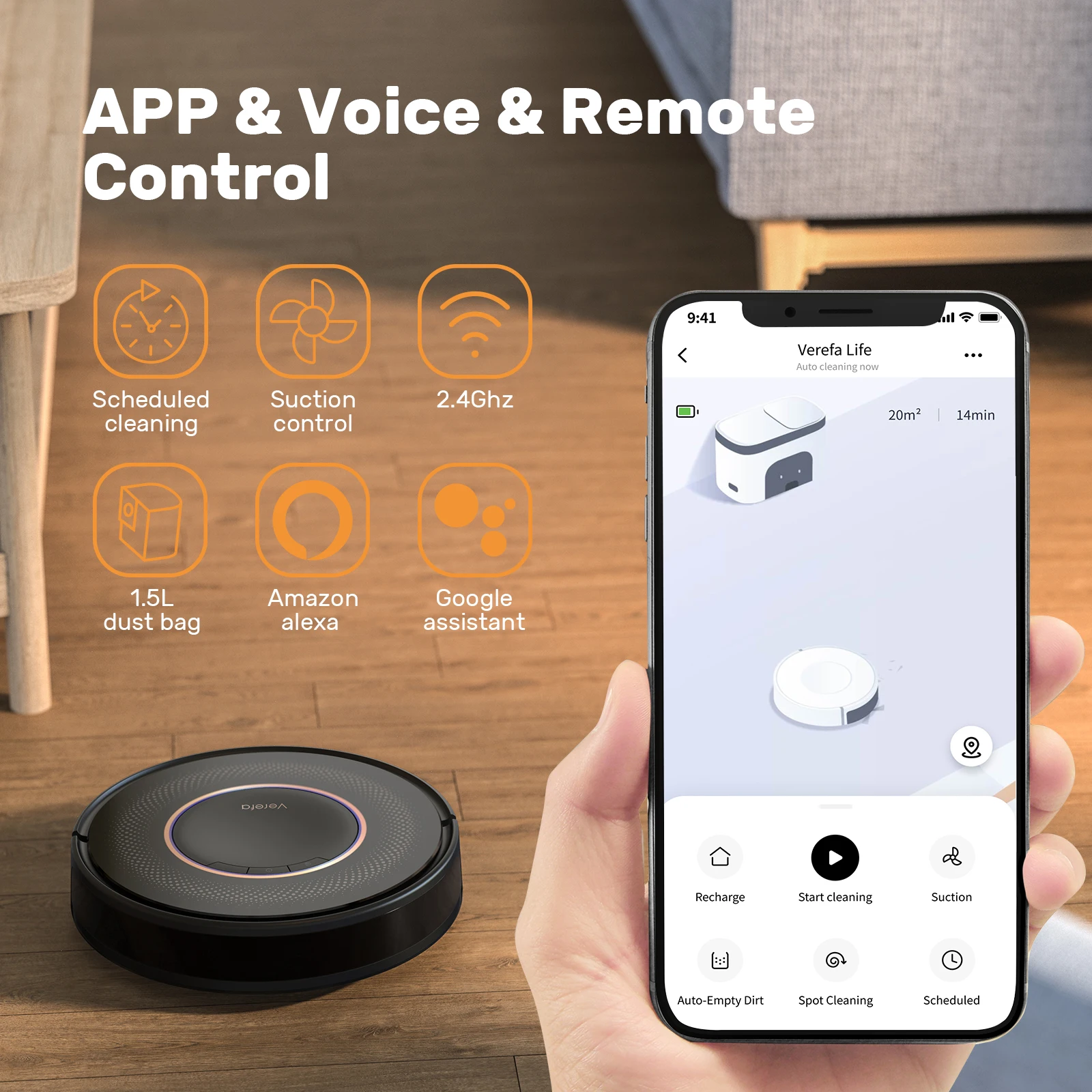Умный пылесос Google & Alexa Tuya с автоматической зарядкой Wi-Fi