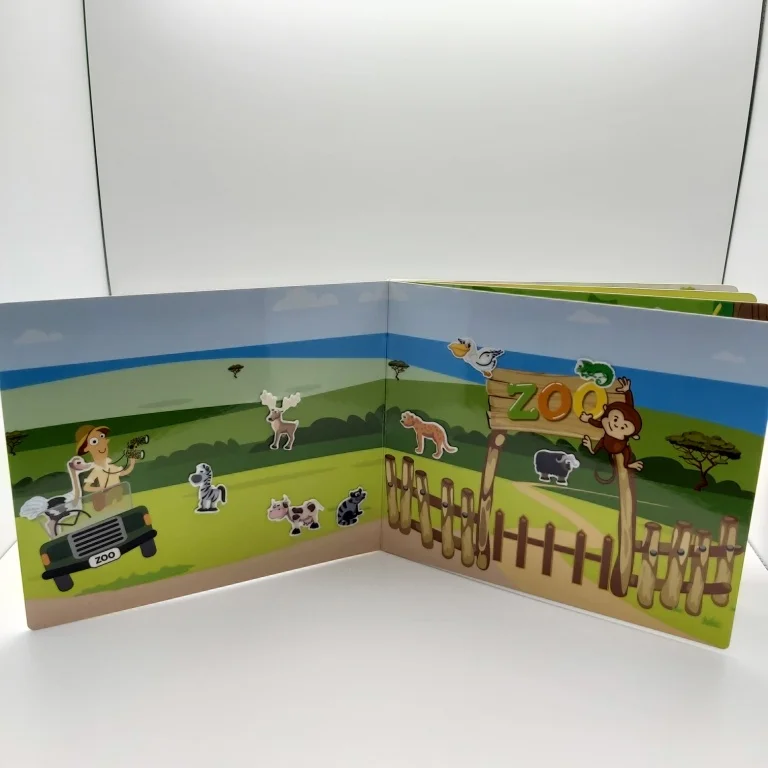 TOUR IN THE ZOO new hot sell washable reusable TPE sticker TPR silicon board game stick book for kids custom design