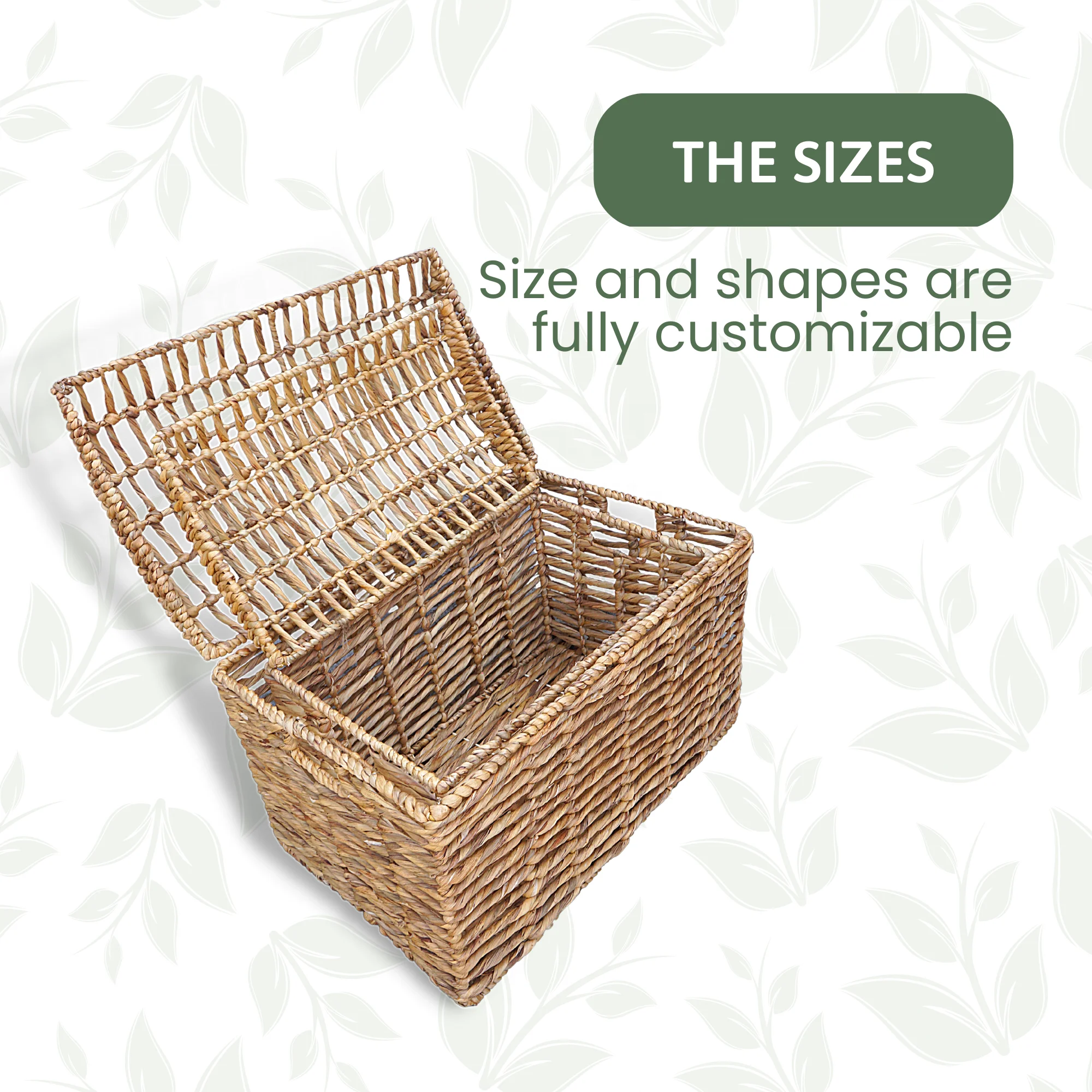 Oversized seagrass Trunk basket Natural Color Storage Basket With Hinged Lid For Home Kitchen Bathroom Bedroom