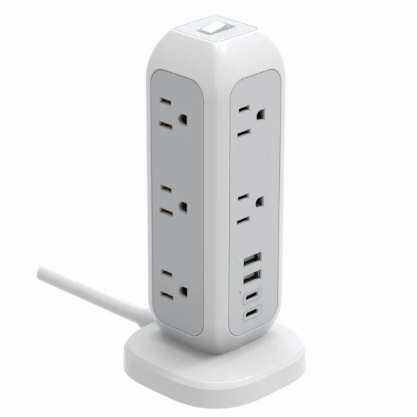 Удлинитель с выдвижным шнуром, удлинитель с 11 розетками, 4 USB-порта, 6 футов, несколько розеток для зарядки