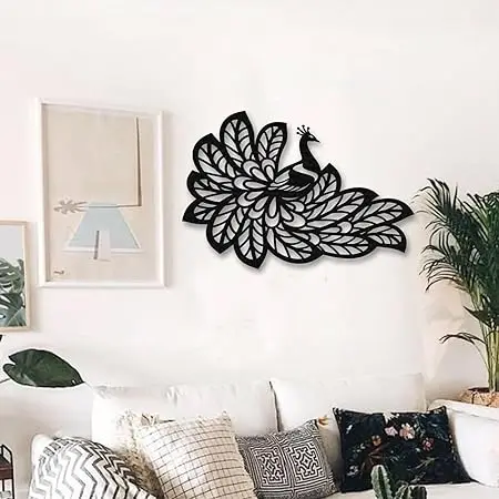 Beautiful Peacock Metal Wall Art For Living Room | Large Metal Wall Decoration unique artistic peacock design for (50x35 cm)