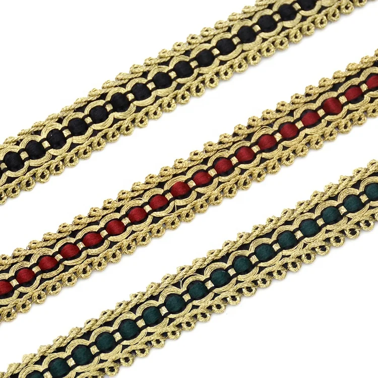 Wholesale Custom Gold Metallic Gimp Braid Trims Crocheted Lace Decorations for Garments 1000 Yards MOQ