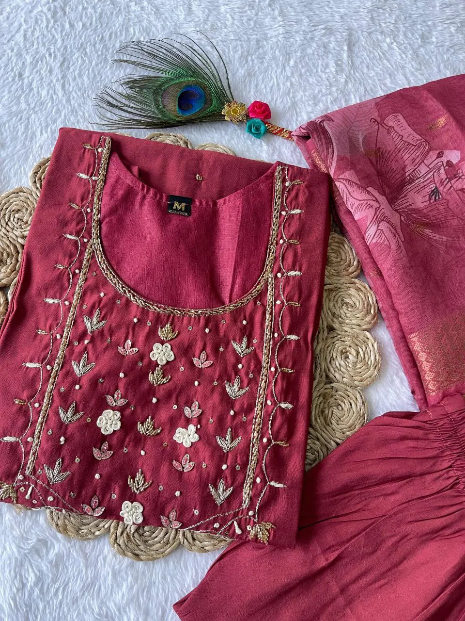 Designer Silk With handwork work salwar suit, Pakistani Salwar Kameez Dupatta Dress, Wedding function wear.