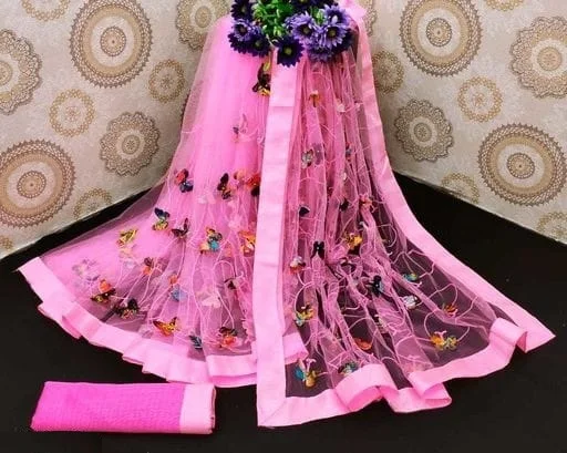 Indian Boutique Bollywood Designer Pink Digital Net Moti Work Printed Saree Exclusive FAncy Latest Premium Quality Saree sari
