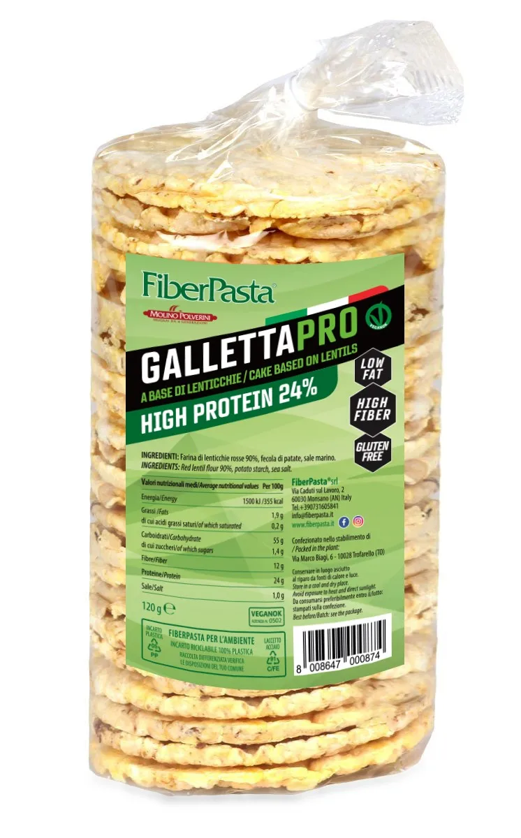 LENTIL CAKE WITH HIGH PROTEIN 24%, GLUTEN FREE AND LOWFAT, PLANT-BASED MADE IN ITALY AND PREMIUM QUALITY