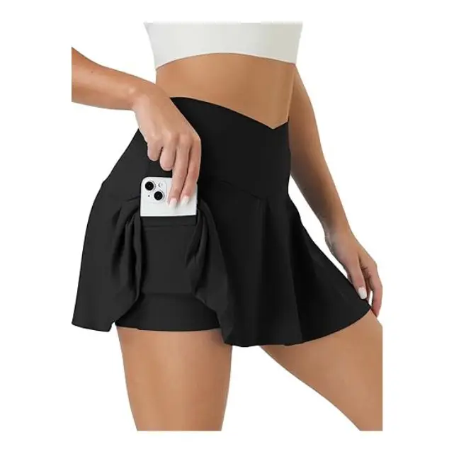 Custom Black fashionable pleated short mini skirt casual skirts for women tennis skirt high quality inflow sports