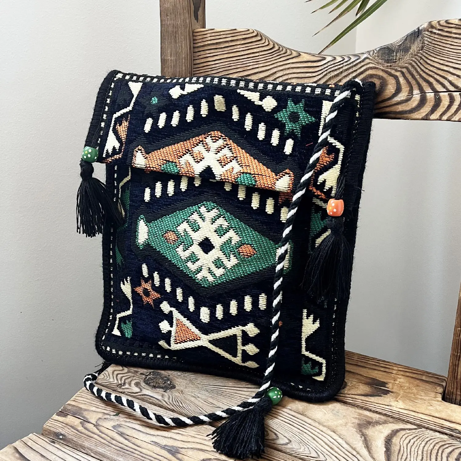 Anatolian Oriental Authentic Patterned Saddlebag  Milas Dark Blue