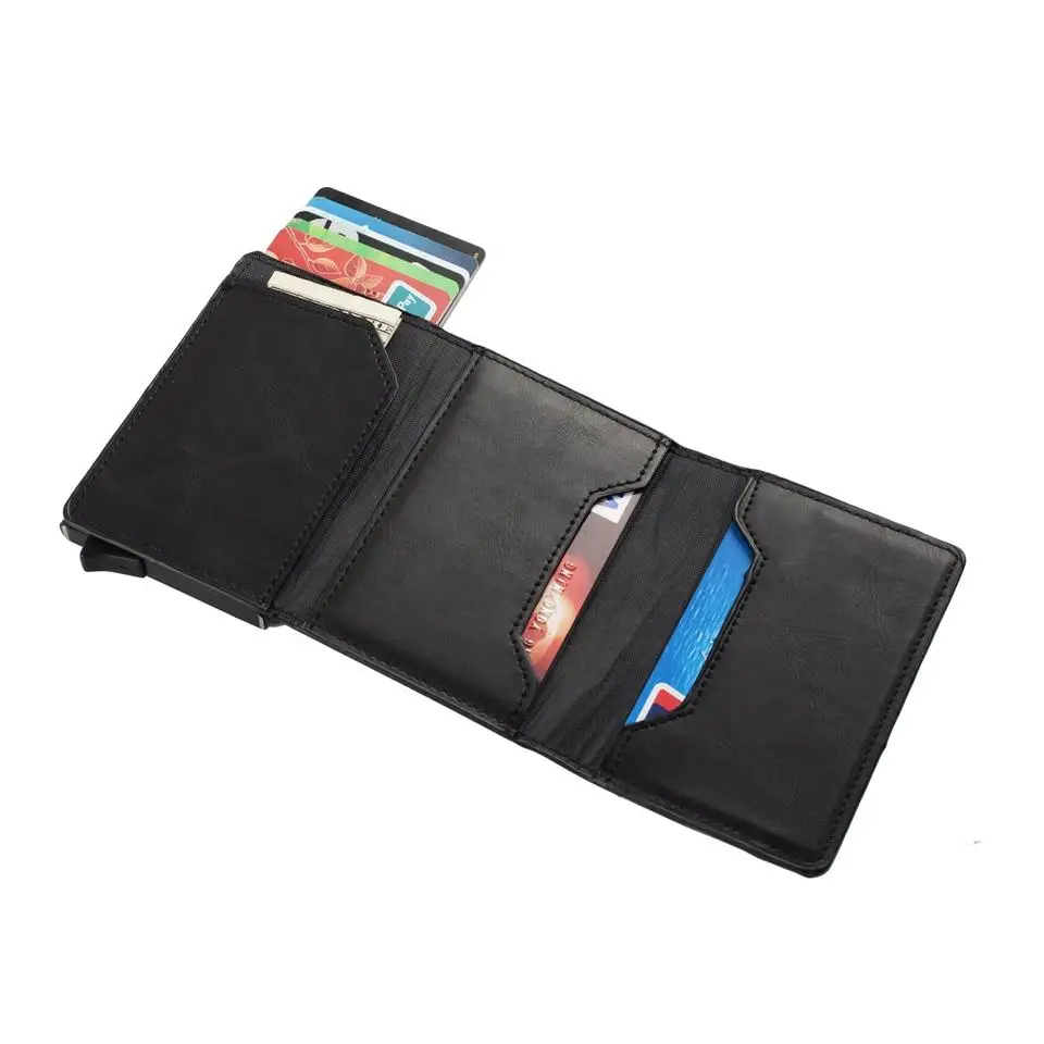 Custom Logo Slim Leather Card Holder Premium PU Leather Minimalist Wallet Credit Cardholder 2023
