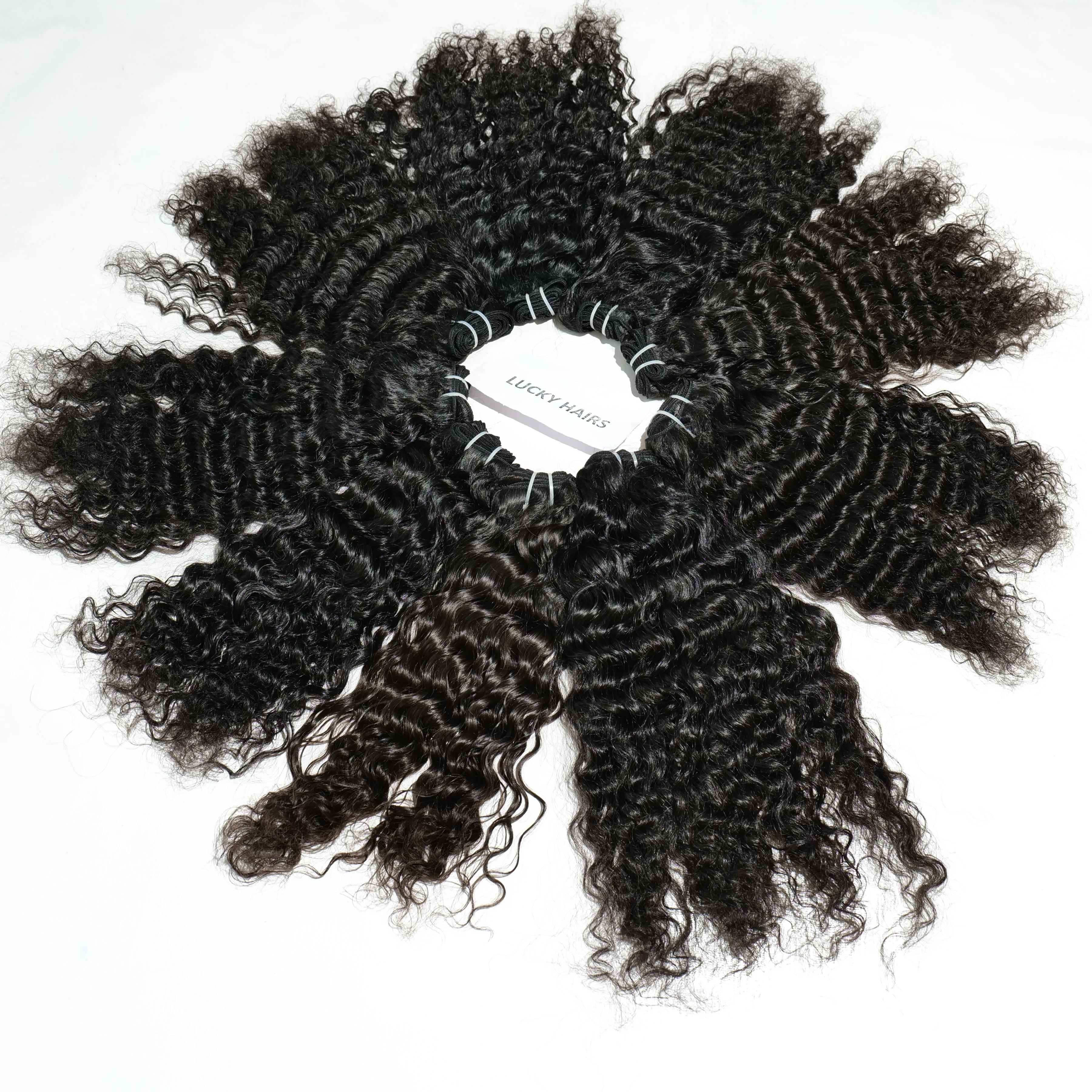 Machine double weft Curly bundles raw unprocessed hair no chemical processed Malaysian human hair Extensions