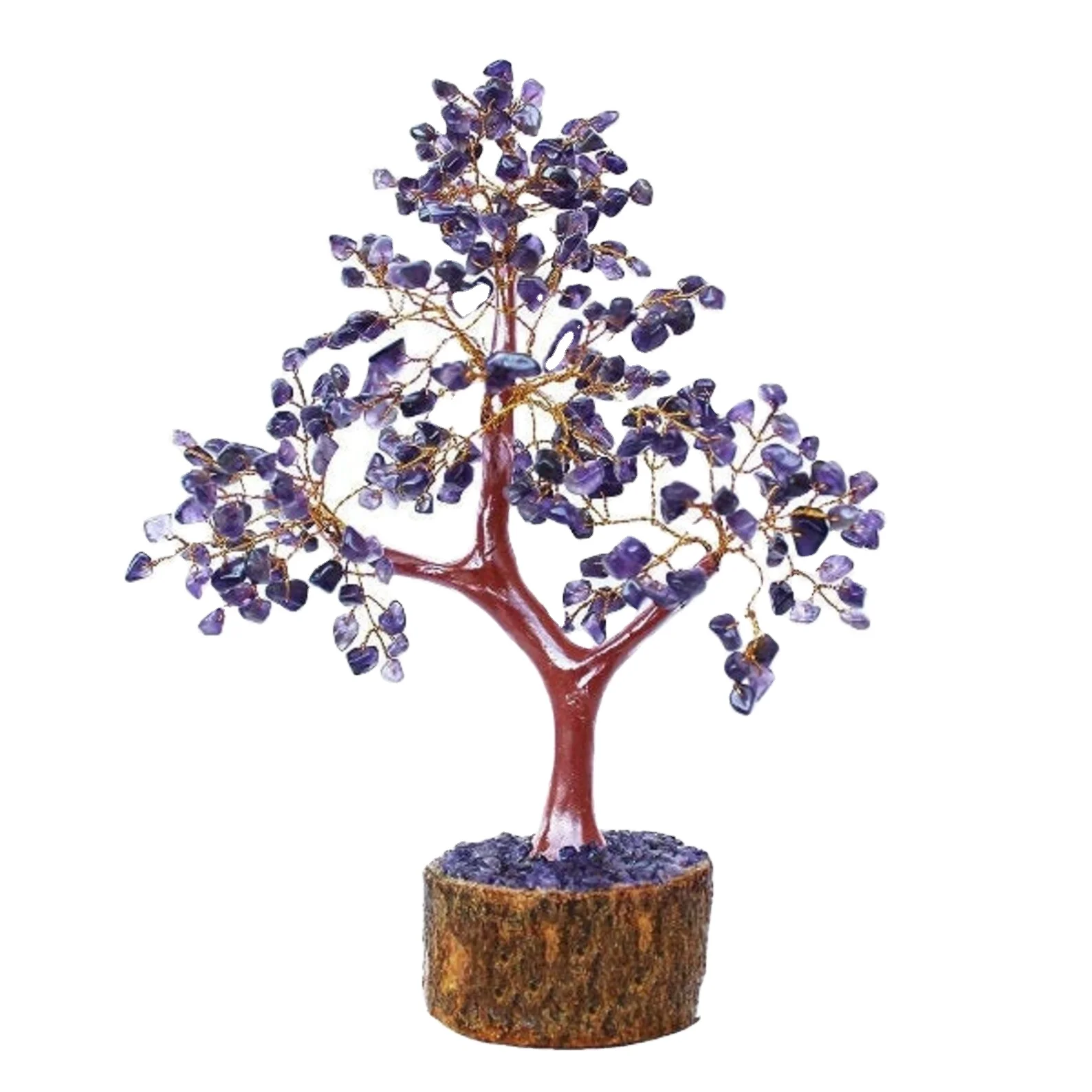 Amethyst Gemstone chakra healing Bonsai Money Tree of 300 Beads Natural crystals Decorations Crystal tree office decor home