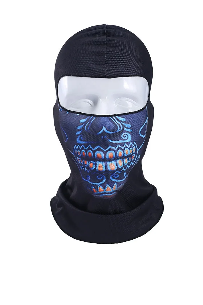 Custom Print Full Face Motorcycle Balaclava Skull One Hole Ski Mask in Fleece for Cycling and Sports