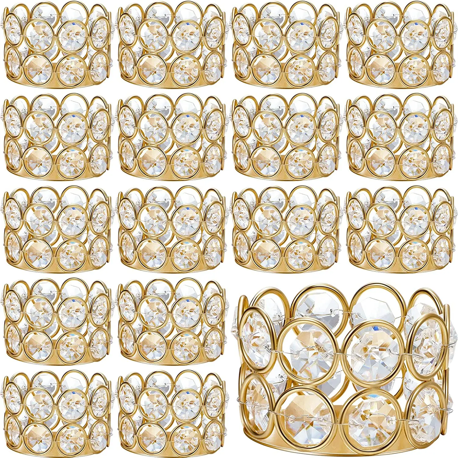 20 Pack Crystal Candle Holder Elegant Decorative Tealight/Candle Holders Crystal Votive/Candle Holders Silver or Gold Candle