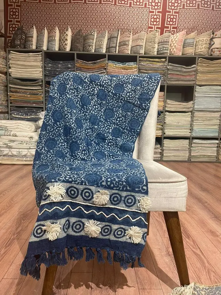 White Striped With Yellow Mud Cloth Sofa Throw, Bed Throw, Cotton Throw