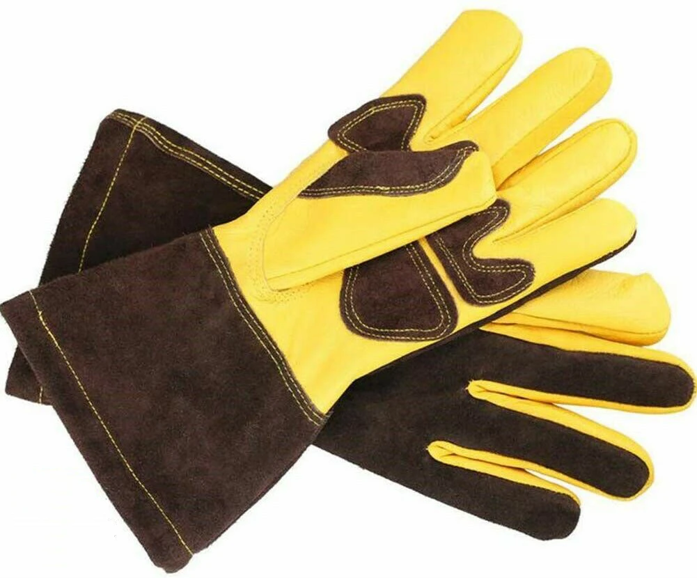 Genuine Cowhide Leather 14 inch Welding Gloves Mig and Tig welding and suitable for BBQ Grill and other fire works protective