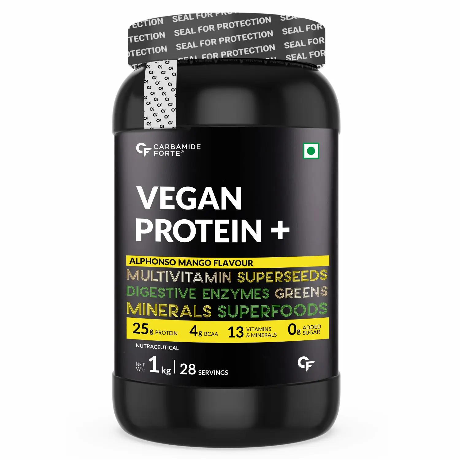 Vegan Protein Powder - Plant Based Pea Protein Powder with Multivitamin,Minerals,Superfoods, Digestive Enzymes - Alphonso Mango