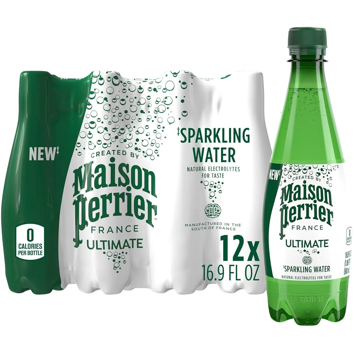 MaisonPerrier Sparkling Water, 16.9 FL OZ Plastic Water Bottle (12 count)