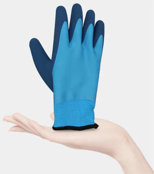Factory price waterproof durable winter warm gloves velvet wear-resistant thick dip rubber winter thick cold working gloves