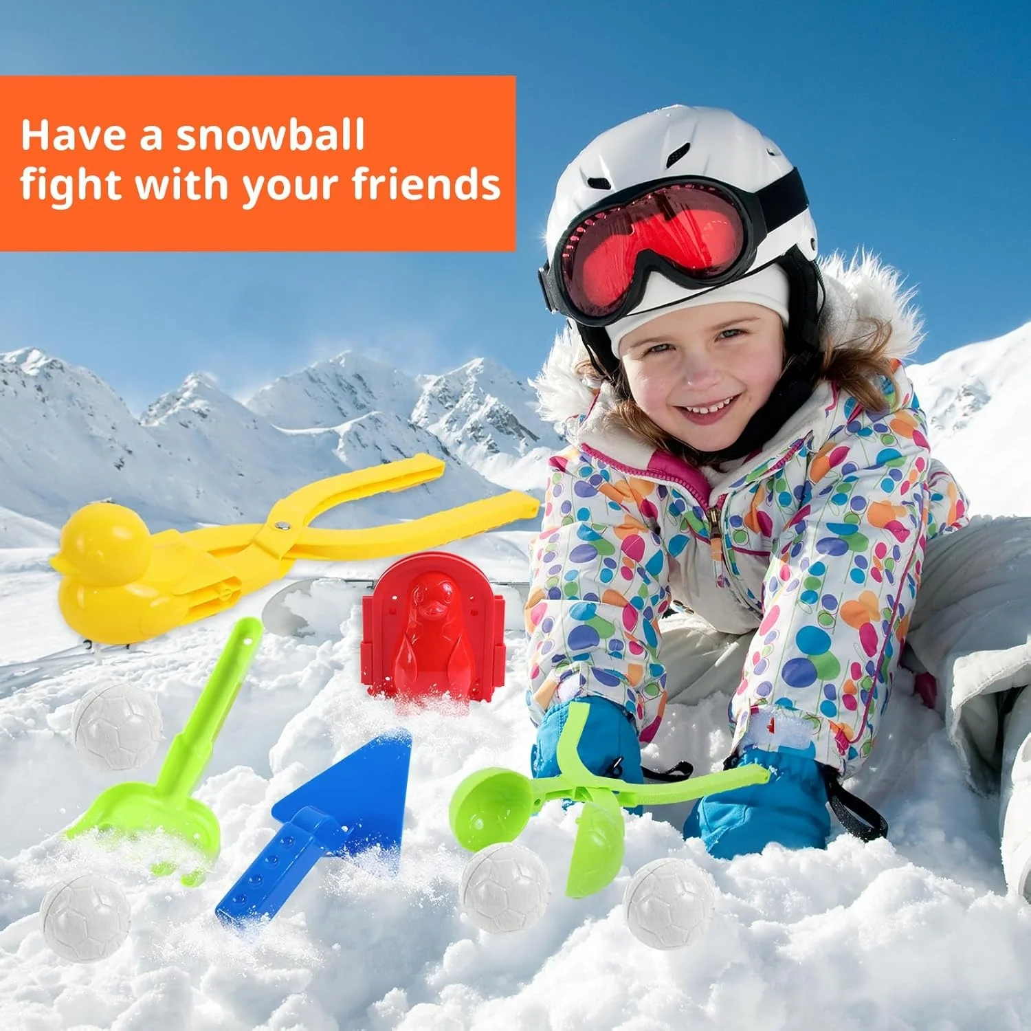 12PCS Snowball Maker Tool Winter Snow Toys Kit with Handle for Snow Ball Shapes Maker Fights Game for Kids Outdoor