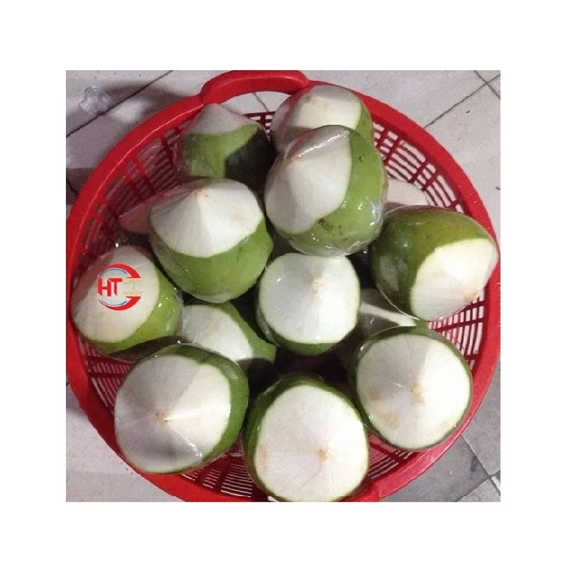 Organic Natural Sweet Diamond Top Cut Green Siamese Coconut (With Green Shell) Exported And Shipped From Vietnam