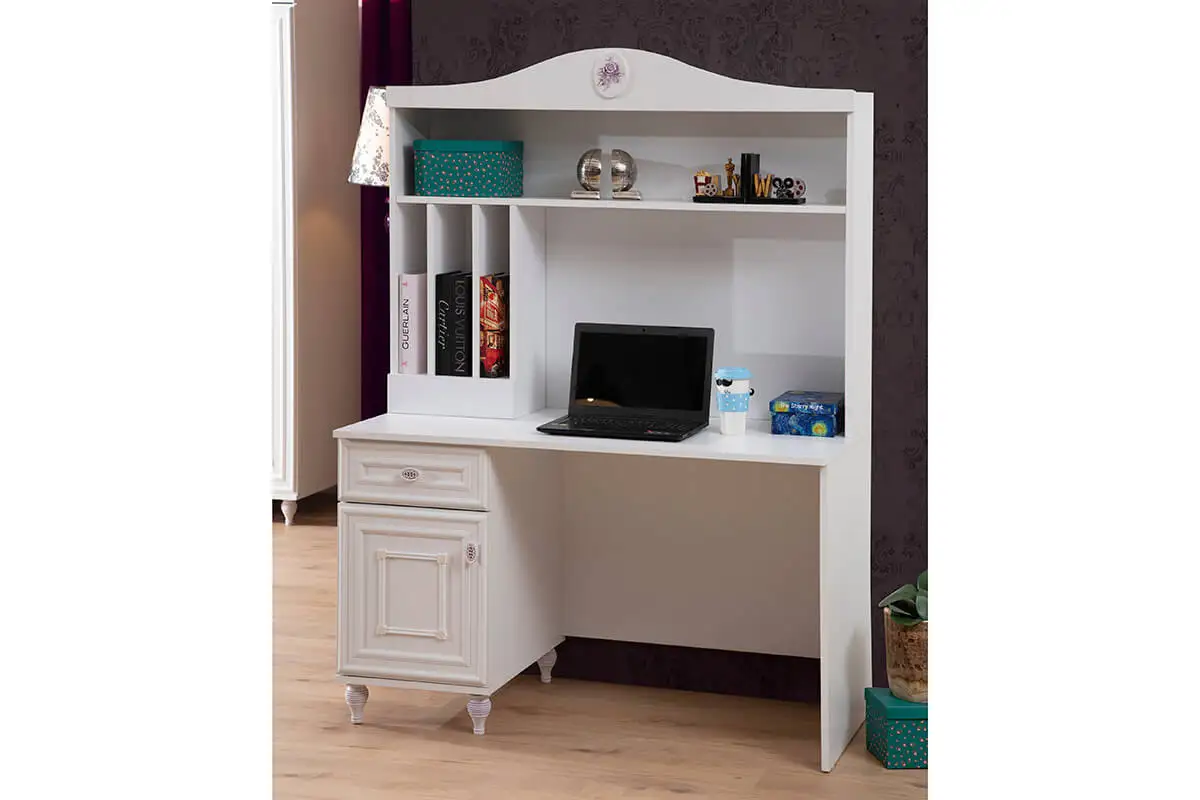 Economic Cheap Kid Teen Bedroom Furniture Set Natural Modern Functional Hygienic Wardrobe Study Desk (ider Bianca)