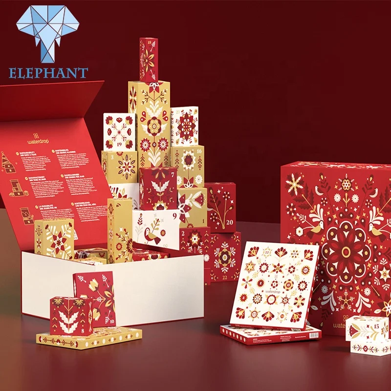 Custom Beauty Cosmetic Large 12 Days Of Christmas Advent Calendar Gift Box Set