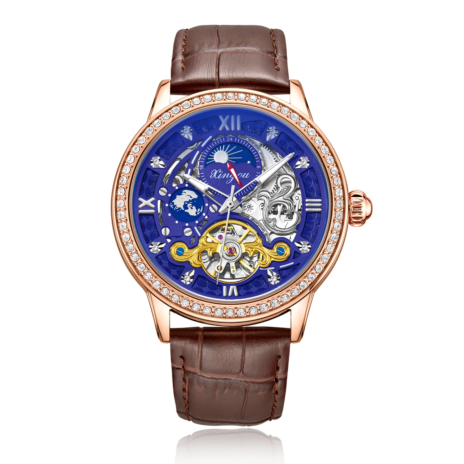 Tourbillon Automatic Mechanical Mens Watch Costom Watches Manufacturer Mechanical Make Custom Watch Luxury Leather
