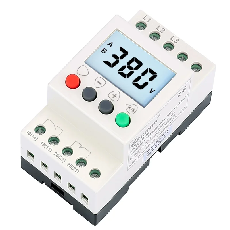 China manufacture JVR1000 6A 250V 220V AC 1NO 1NC time delay under voltage and over voltage protector device with failure record