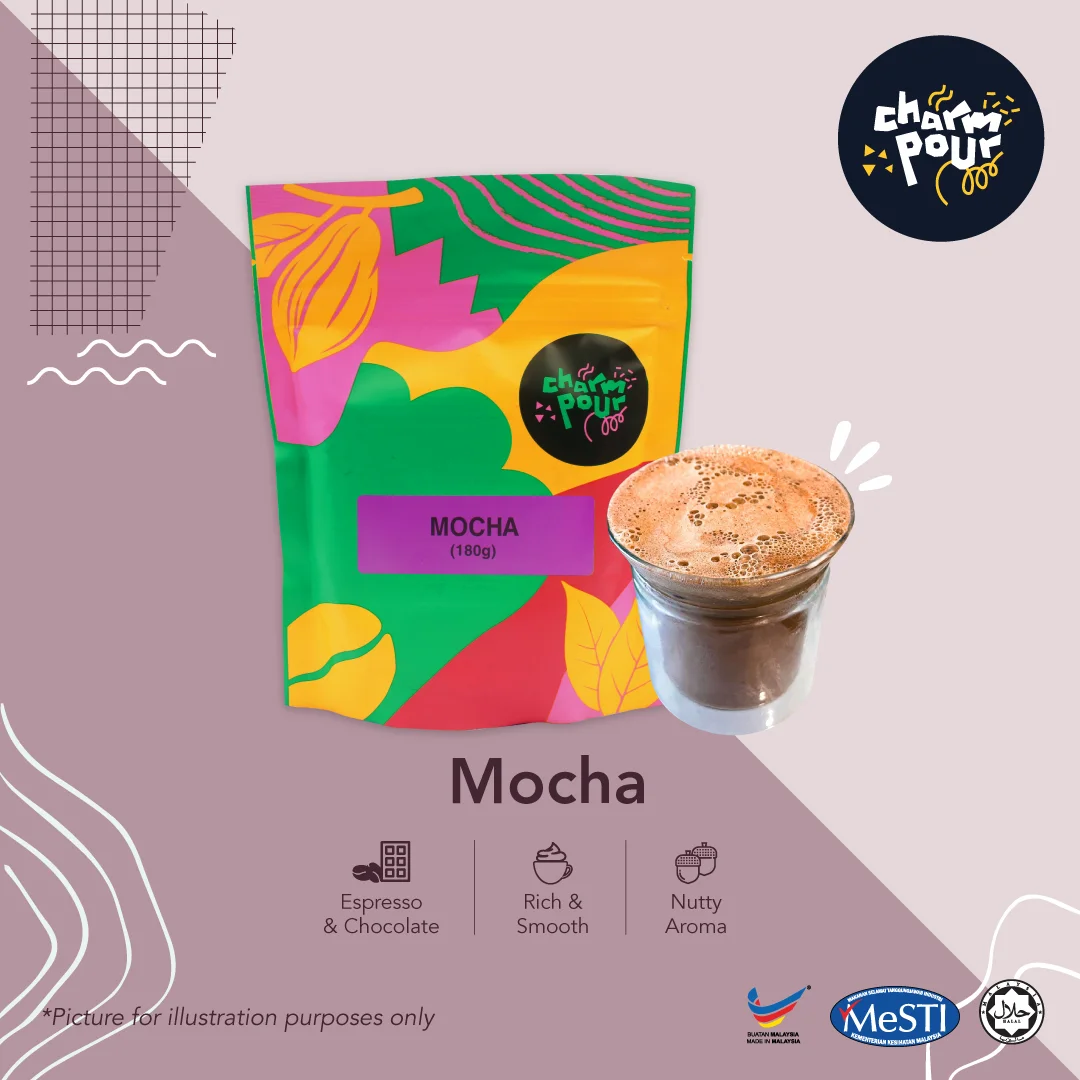 Best Offer Charmpour Mocha Blended With Chocolate Coffee Instant Powder Bitter Sweet Taste Packed In Instant Bag Packaging Drink