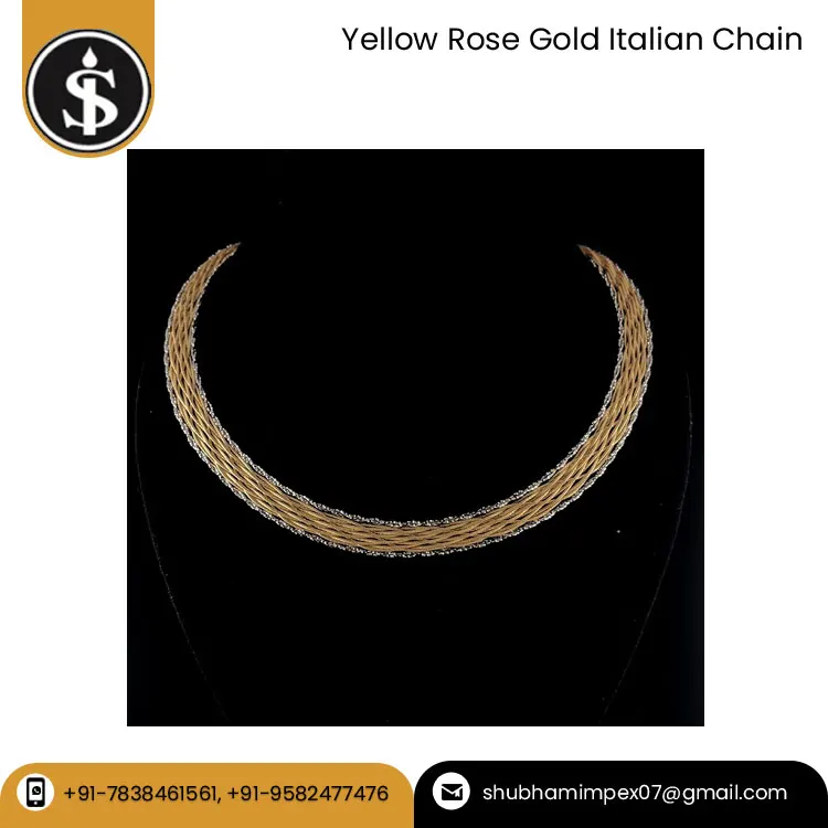2024 New Arrival Beautiful Fine Jewelry Top Quality Hot Selling 18kt Yellow Rose Gold Italian Chain From Indian Exporter