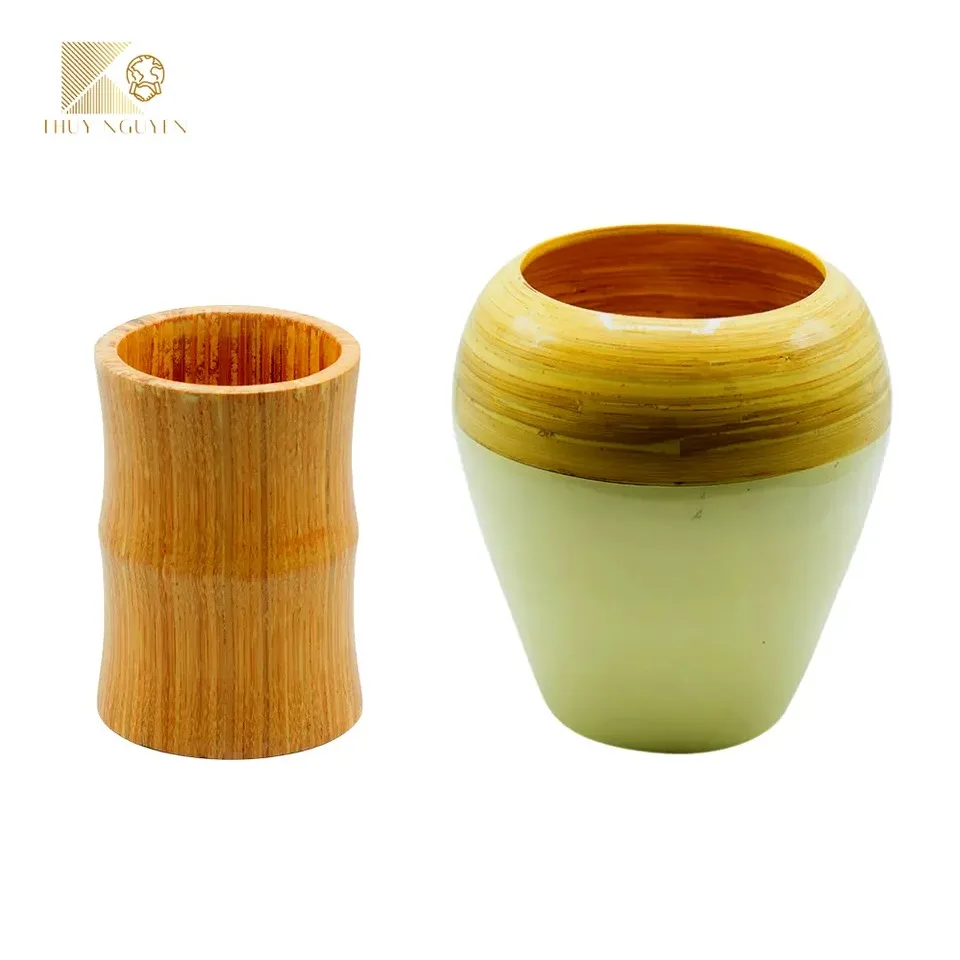 Unique Handicraft Modern Vietnam Rustic Home Decoration Natural Color Bamboo cylinder vases indoor For living room furniture