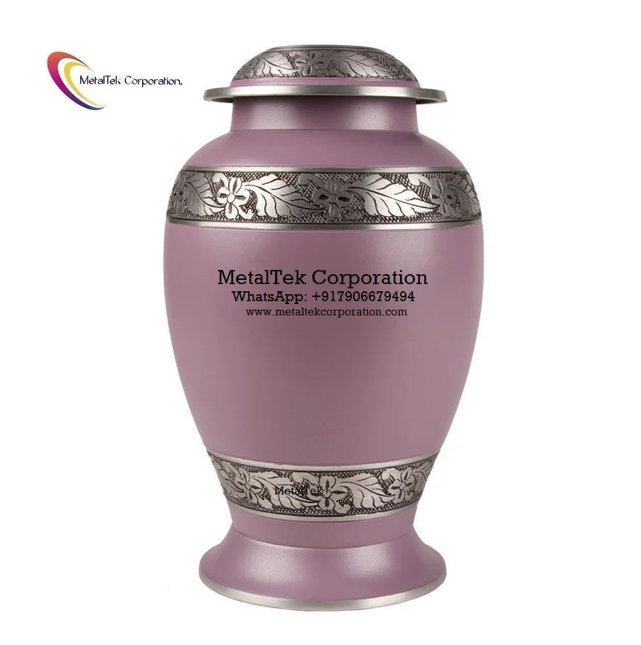 Wholesale Blush Pink Cremation Urns Large Lilac Leaves Engraved American Style Adult Ashes Decorative Burial Funeral Decoratives