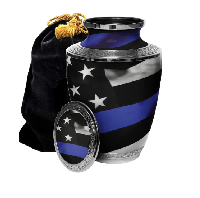 American Flag Cremation Urn Large Size Wholesale Price Solid Metal Handmade Modern Style Funeral Burial Military Urns & Keepsake