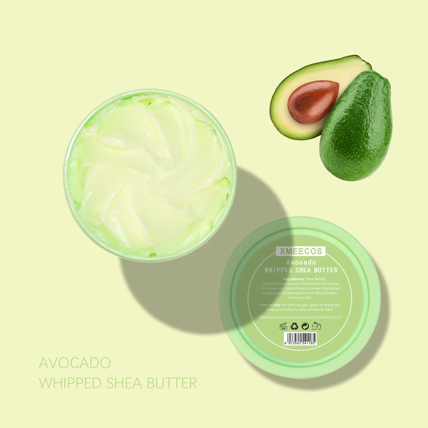 Private Label Organic Mango Avocado Cucumber Moisturizing Body Lotion Natural Whipped Shea Body Butter