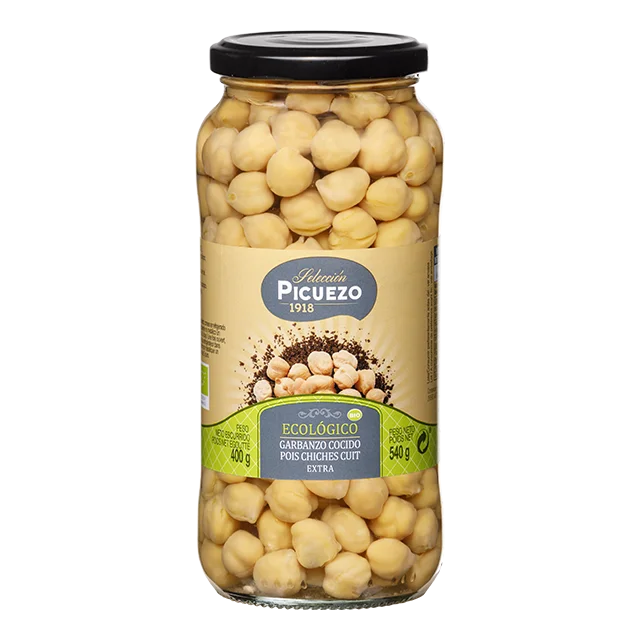 Top Spanish Quality Canned Chick Peas Ready to eat Healthy Organic Cooked Chickpeas in jar 540g for Supermarket and Horeca