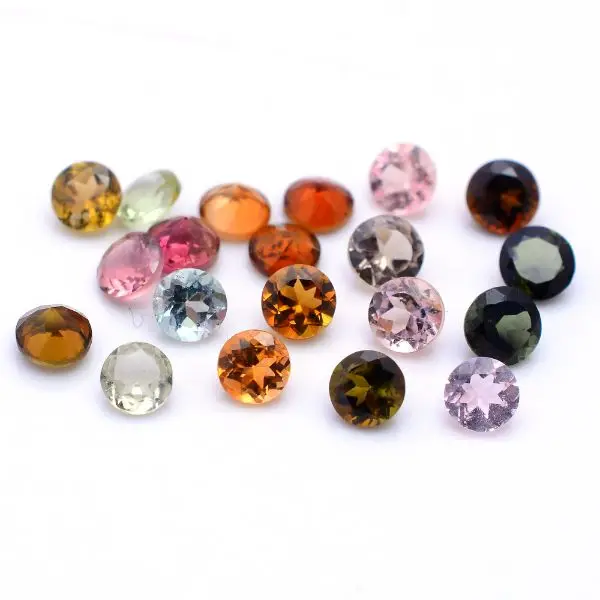 Natural multi tourmaline 3mm - 12mm round facet, multi tourmaline circle stone cut