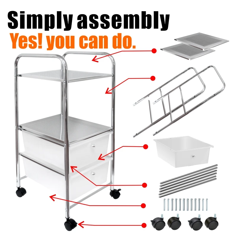 Customized 4 Layer Multipurpose Airline Food Serve Push Cart Trolley Lash Organizer And Storage For Small Business