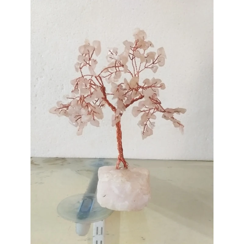 Rose Quartz Gemstone Tree With Rose Quartz Raw Base Crystal Crafts Natural Stones Reiki Minerals Feng Sui Christmas Gems Tree