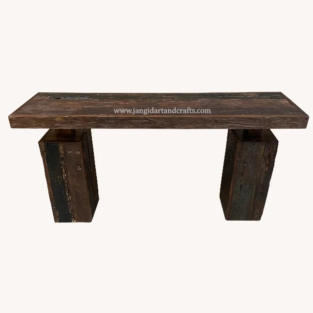 Industrial Vintage Console Table Jodhpur Old Wooden Railway Sleeper Wood Antique Recycled Rustic Style Home Furniture Exporters