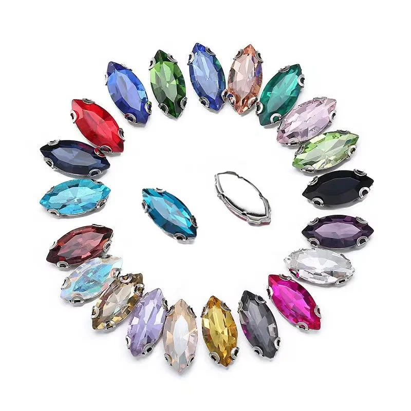 Crystal Sew On Glass Cup Rhinestone Silver Base Beads Craft Gemstone Jewelry Making DIY Accessories